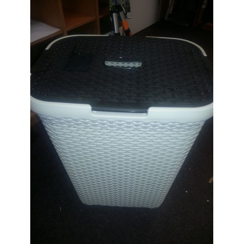 VÝPRODEJ CURVER Koš na špinavé prádlo RATTAN, 44,8 x 61,5 x 34,1 cm, 60 l, krémový, 00707-885, HNĚDÉ VÍKO